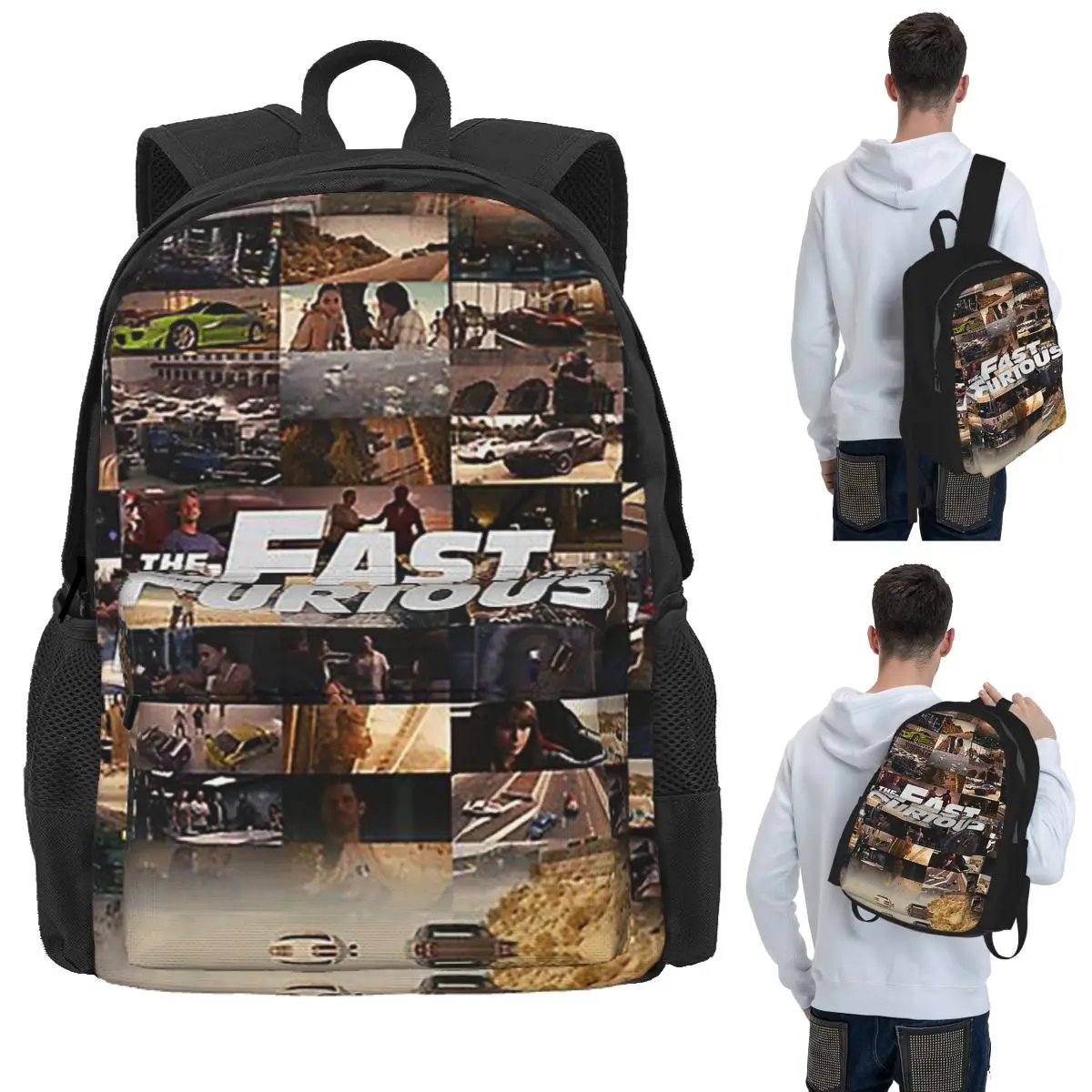 Fast And Furious Legends Tribute Student Backpack School Bag Hiking Travel Daypack for Boys Girls Bookbag Shoulder Bags