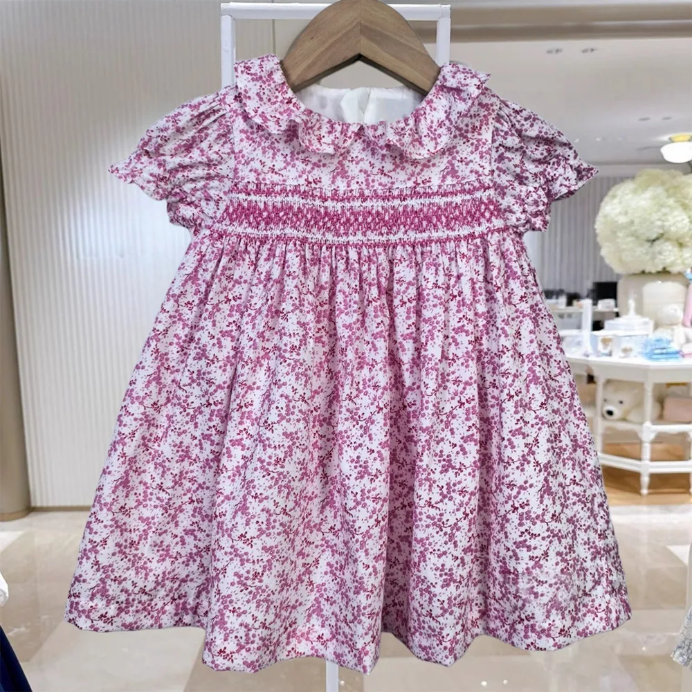

kids girls clothes baby dresses Sweet girl Spring and summer short sleeved dress Hand embroidered floral dress