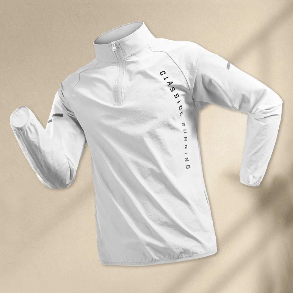 

Long Sleeved Men's Fitness T-shirt with Reflective Strip Quick Dry Sport Running Shirts Tops Windproof Men Sport T-shirt Fitness