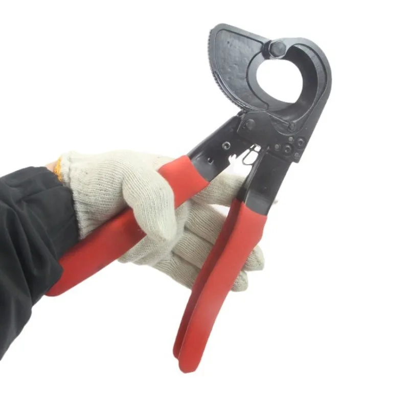Cable scissors ratchet type wire cutters, one-handed compact type, manual gear scissors