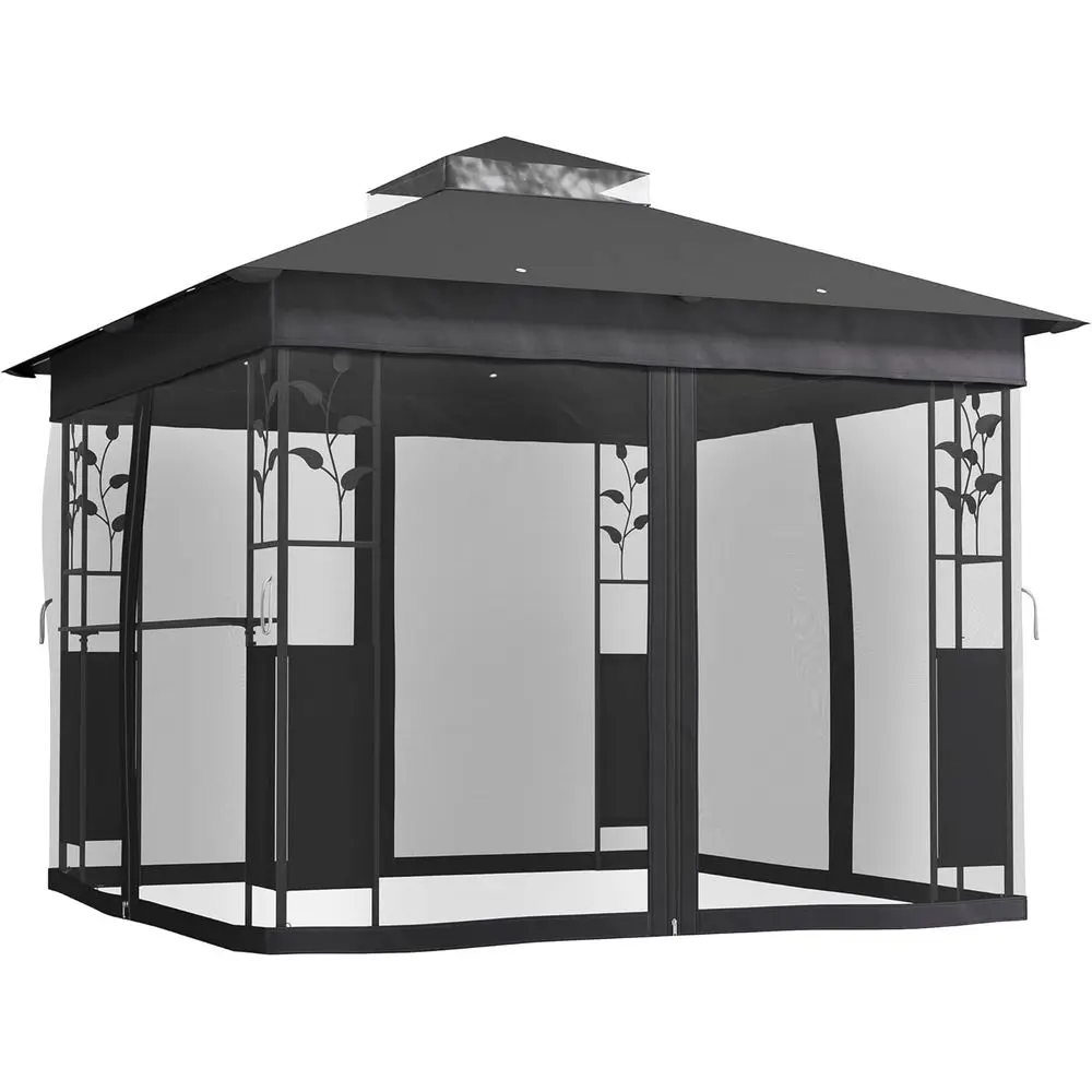 

Уличная беседка 10' x 10' с полками, сеткой и защитой от УФ-излучения UV30+, серая