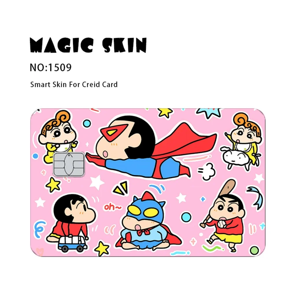 Kawaii Crayon Shin-Chan Small Chip Credit Card Thin Film Skin Suitable For Debit Card Cartoon Waterproof Decorative Sticker Gift