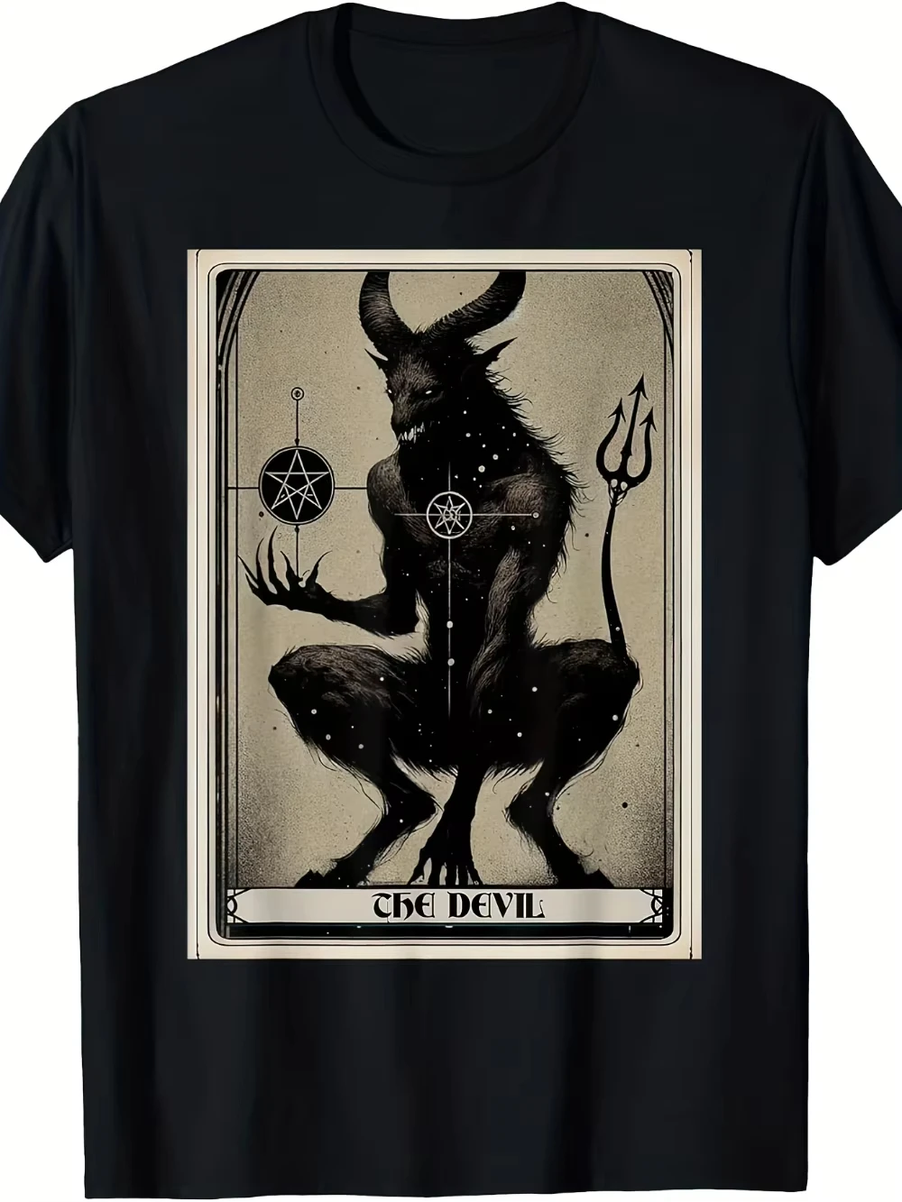 2027 Summer Men's and Women's Mysterious Gothic Retro Printed Casual Round Neck T-shirt Soft Breathable Short Sleeve
