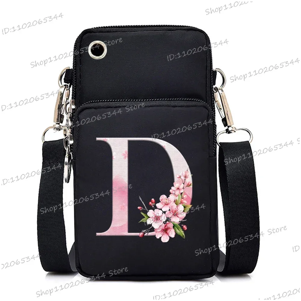 Dames Messenger Bag Kleine handtas Crossbody Schouderportemonnee voor telefoon Sakura 26-portemonnee met alfabetprint Dameskaarthouder