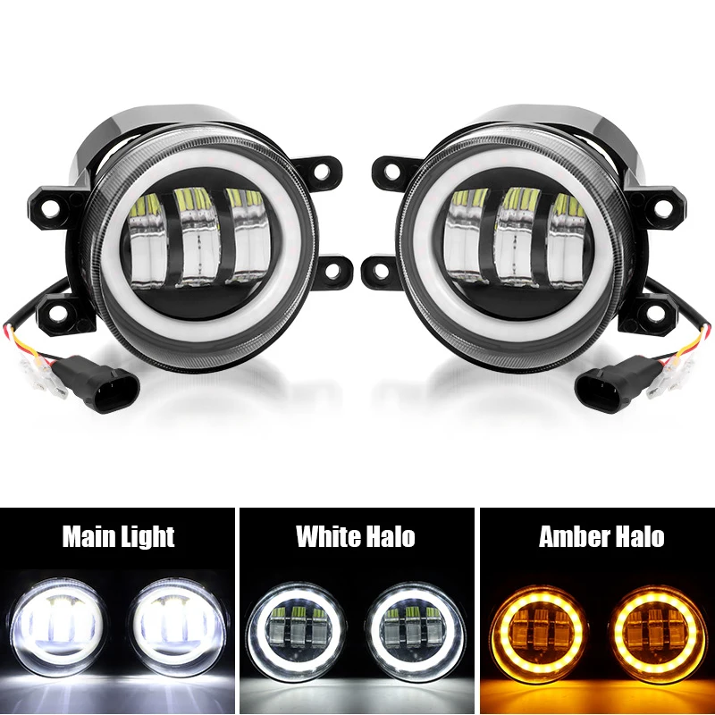 

3.5 inch H11 LED Fog Light White Amber Halo DRL Fog Lamp For Toyota 4Runner Corolla Camry Highlander Tacoma PTF Driving Lens 12V