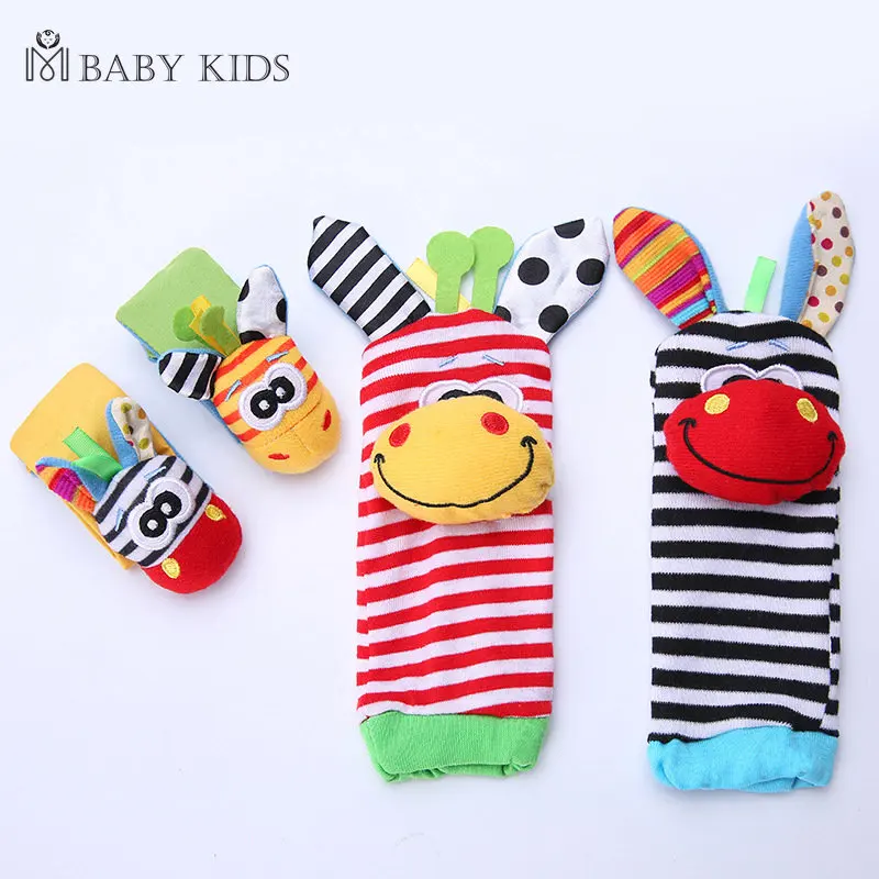 Baby Games Plush Rattle Socks Sensory Toys For Babies Newborn Accessories Stuffed Animal Wrist Rattle Baby Toys 0 3 6 12 Months