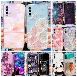 샤오미 레드미 9T 케이스, Redmi9T 커버, 인기 꽃 만화 투명 소프트 실리콘 전화 케이스, 샤오미 레드미 9 파워 백 커버