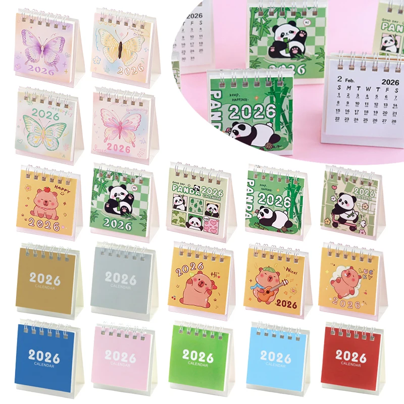 2026 Mini Calendars Creative Desk Portable Travel Calendars With Butterfly Capybara Designs Monthly & Weekly Planner Calendar