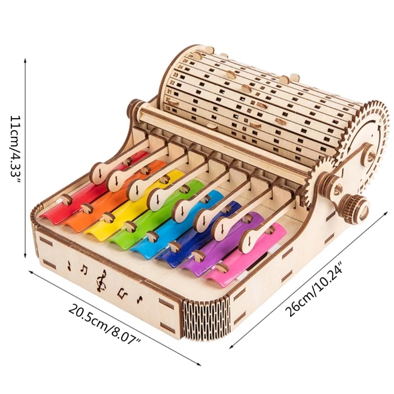 Natural Wooden Hand Crank Xylophone Musical Instruments Toy for Boys and Girls D5QF