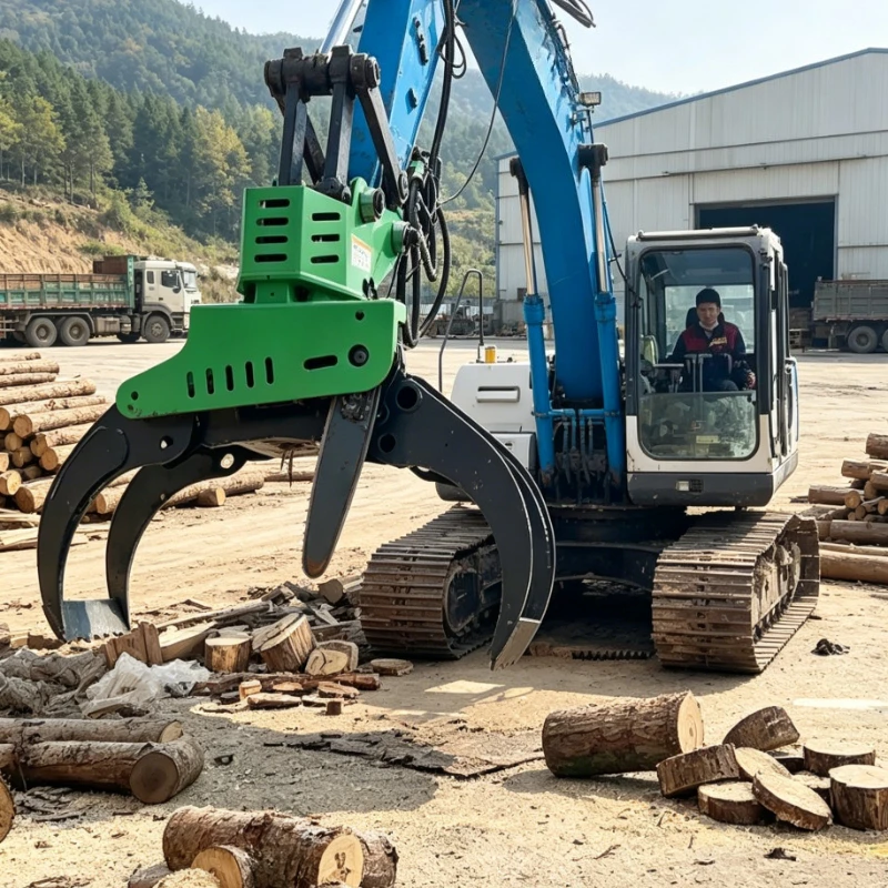 Customized hydraulic tree shear grapple saw rotator wood grab timber cutter forestry logger attachment