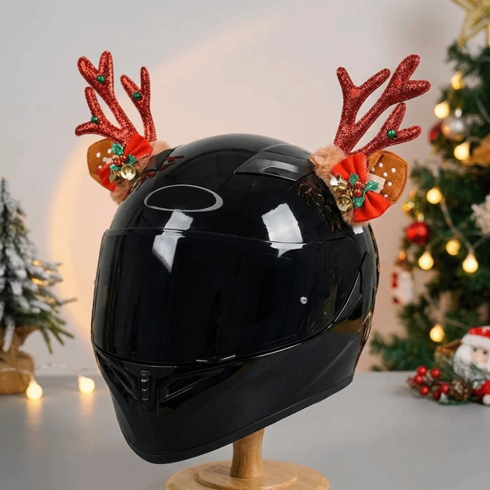 Décoration créative pour casque de moto, auto-adhésive, 3D, en forme de cornes de Noël, décor DIY, mignonnes cornes pour casque de moto