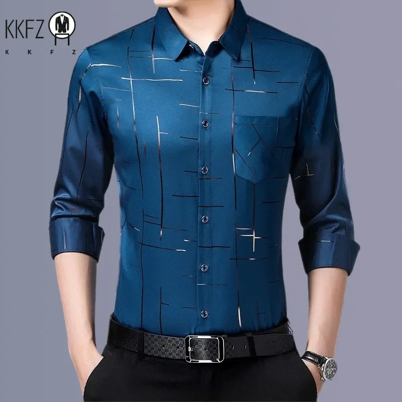 Men\'s Casual and Fashionable Long Sleeved Printed Shirt, Non Ironing and Wrinkle Resistant Business Top