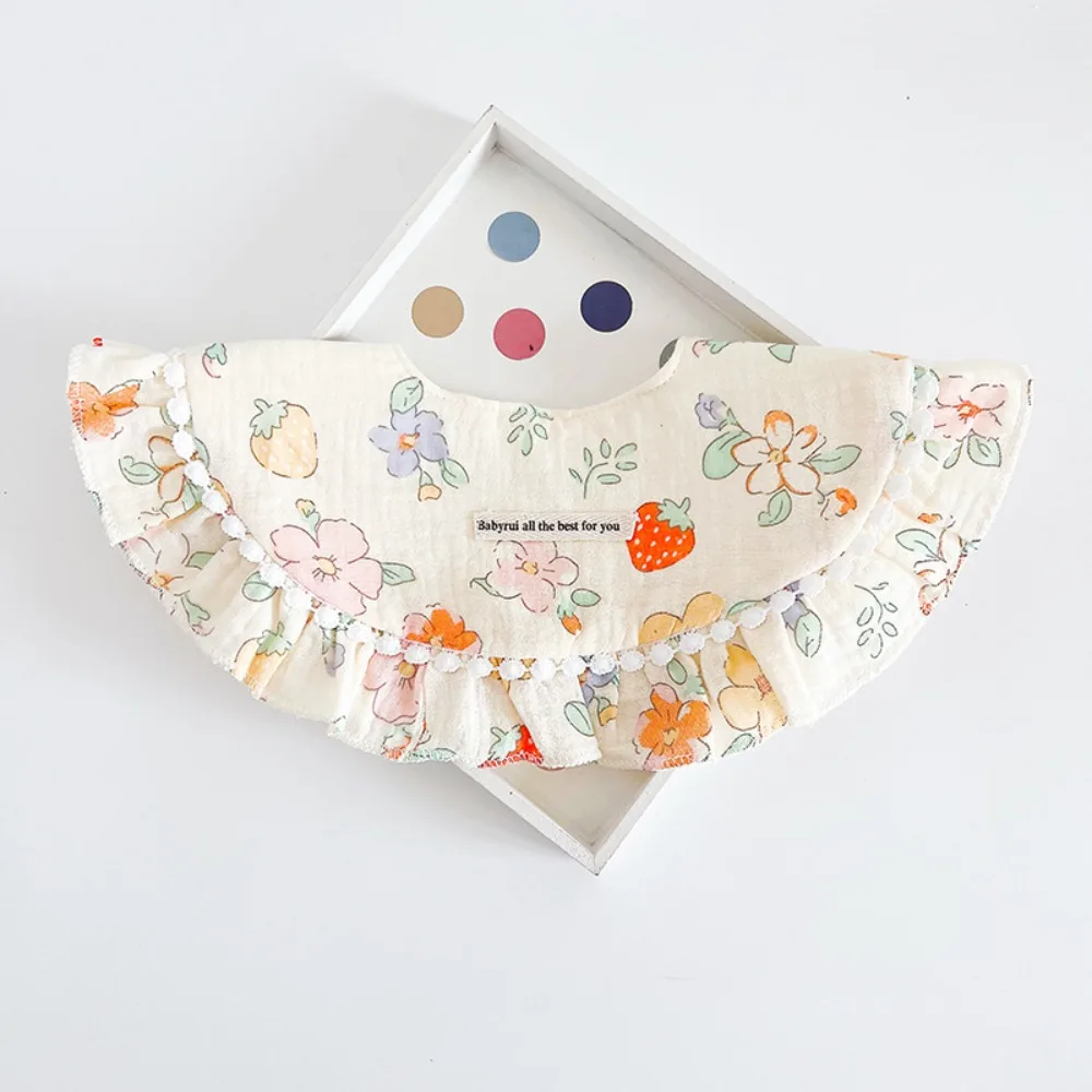 

Cute Feeding Baby Cotton Bibs Princess Round Neck Baby Drooling Bibs Floral Lace Saliva Towel Cloths Infant
