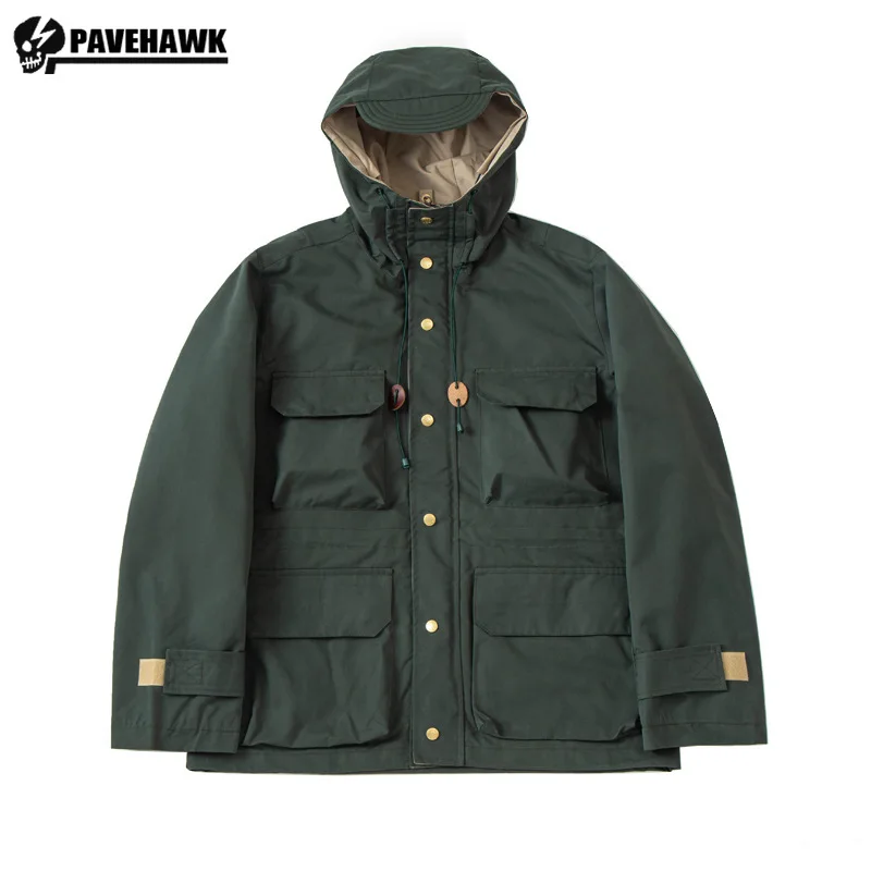 Men Thicken Windbreak Outdoor Workwear Jacket Fashion Unisex Hooded Mountaineering Coat Multi Pockets Waterproof Loose Outwear