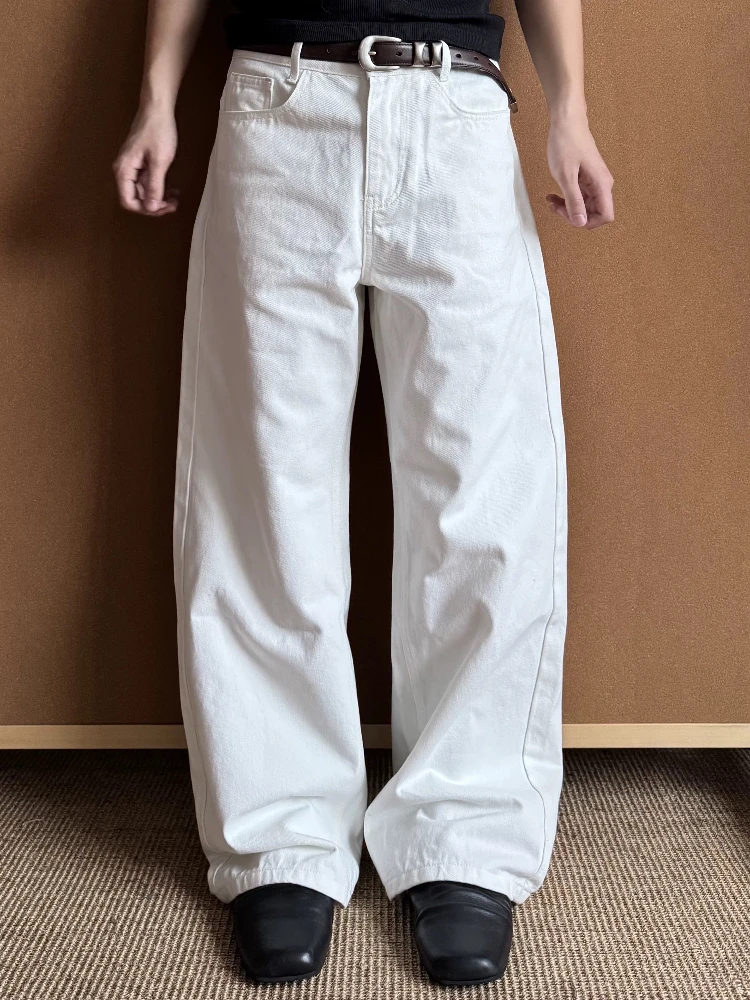American High Street Retro Straight Leg Jeans Simple White Casual Loose Fit Men's And Women's Korean Style Commuter Pants