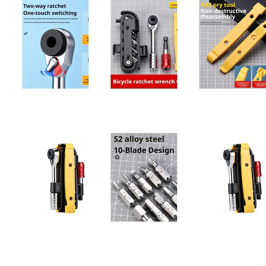 Bike Care Ratchet Wrench with 72 Tooth Drive Head for Travel and Commute X37F