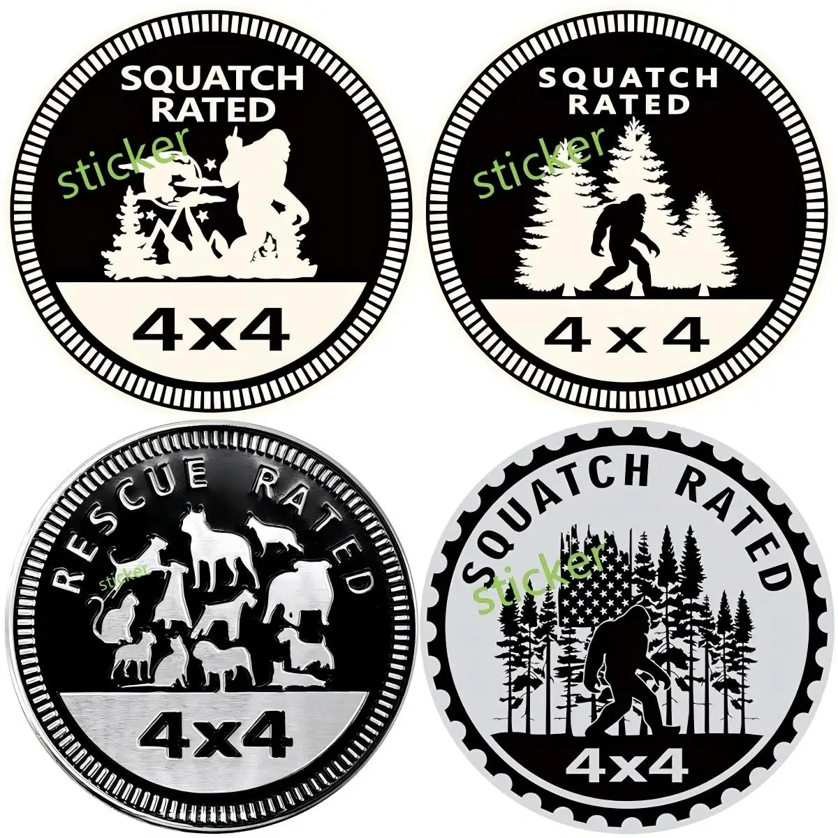 

Personality Decoration Reflective Stickers 4x4 Round sticker Waterproof Car Laptop Windshield Decal Decoration