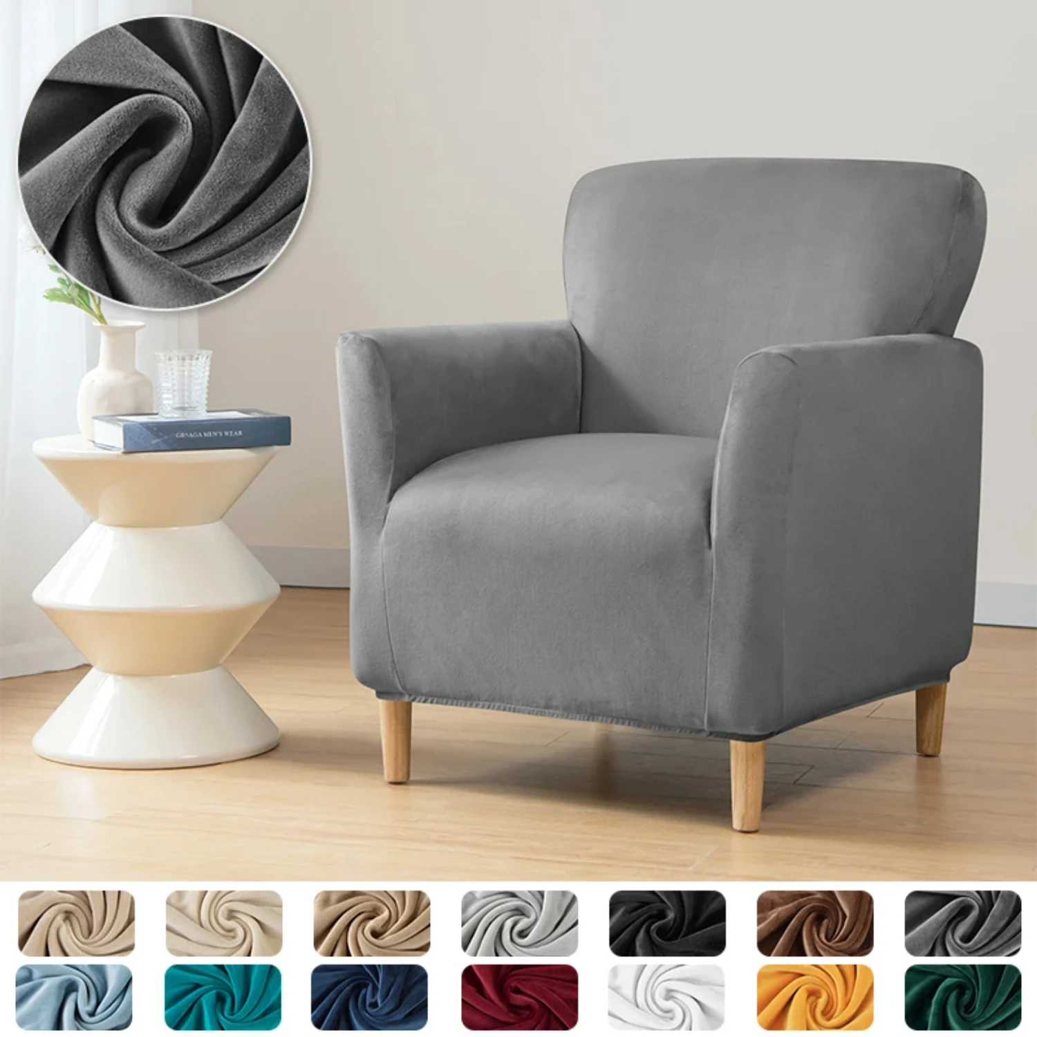 Enhance your living space with this versatile, elegant, and luxurious high-quality fabric armchair slipcover. Elevate your home