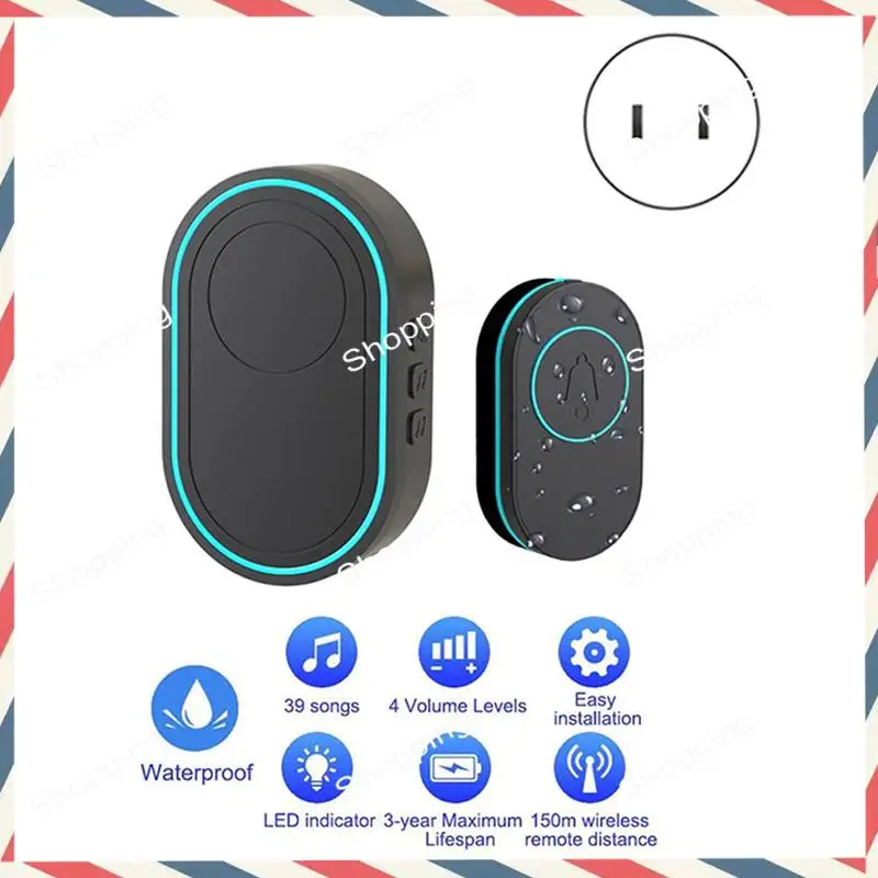 M20K Wireless Doorbell 433Mhz Waterproof Button Adjustable Volume 36 Melodies Ringtones Indicator Light Remind