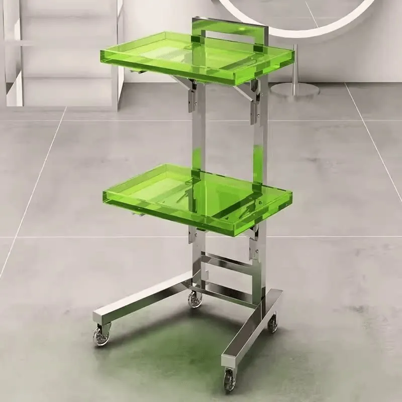 Foldable hair salon barber cart beauty cart trolley hair salon perming and dyeing double-layer tool cart bar cart