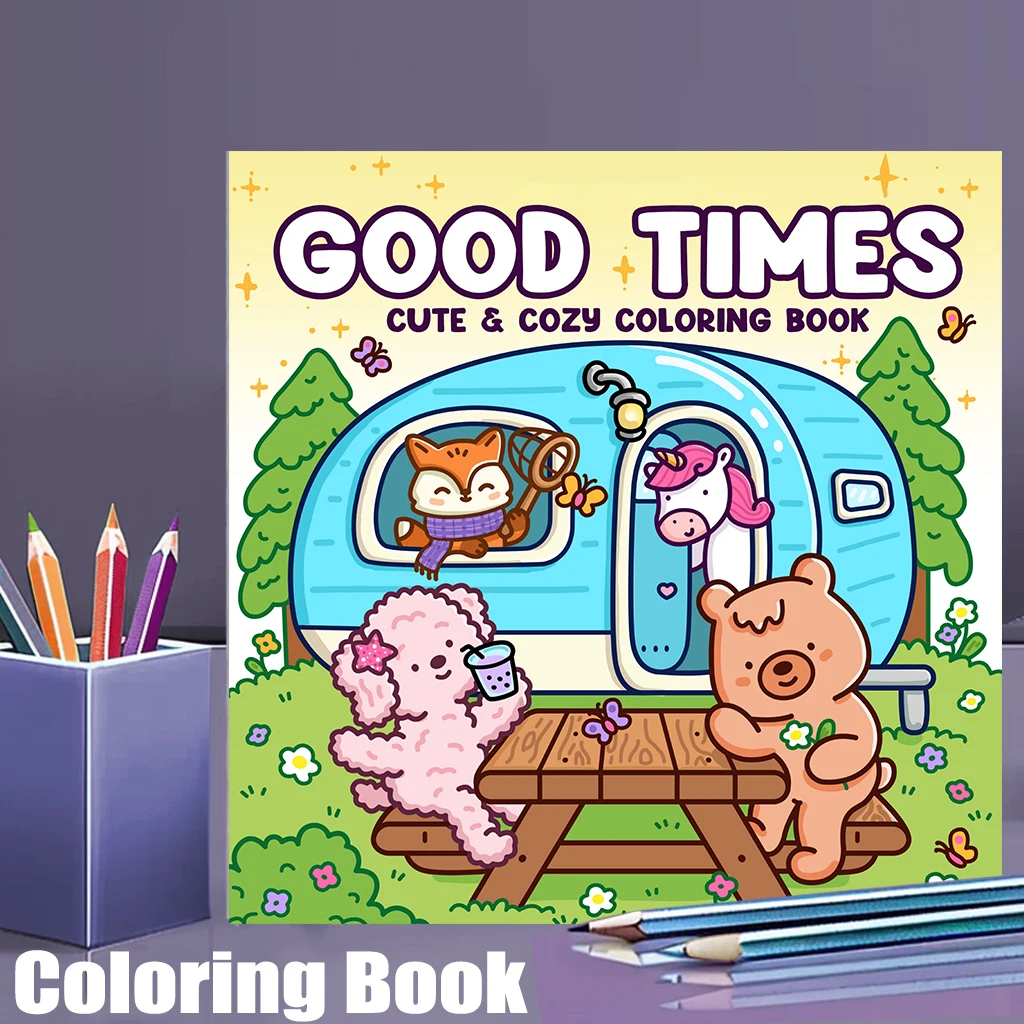 

28-страничная книжка-раскраска в хорошем времени для успокаивающего снятия стресса | Книжка-раскраска для снижения стресса для расслабления и подарков