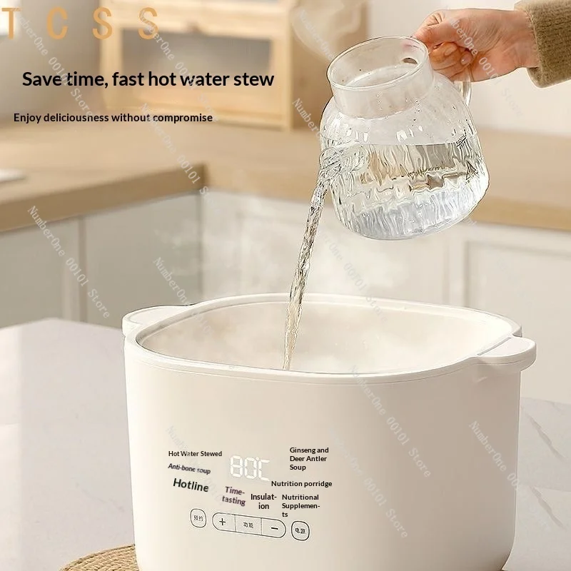 LD‑DDZ40 Multi‑ceramic Electric Stew Pot, 6L Timing Soup Cooker with Steamer, Household Baby Food Cooking Pot