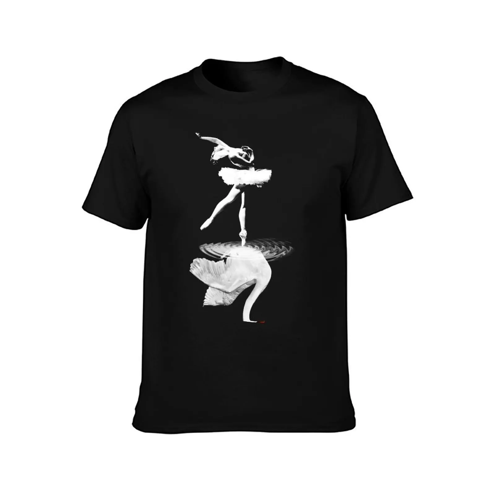 Ballet dancer and swan mirror T-Shirt Casual Simple Design Short Sleeve Shirt T-Shirt