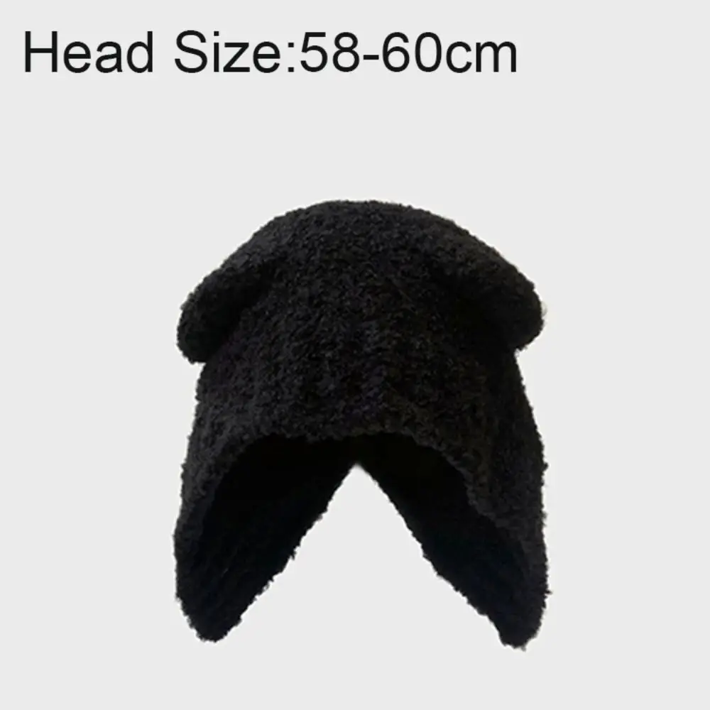 Winter Y2K Beanie Hats for Women Warm Crochet Ear Protection Hat Cute Bear Ear Solid Color Unisex Autumn Windproof Knitted Caps