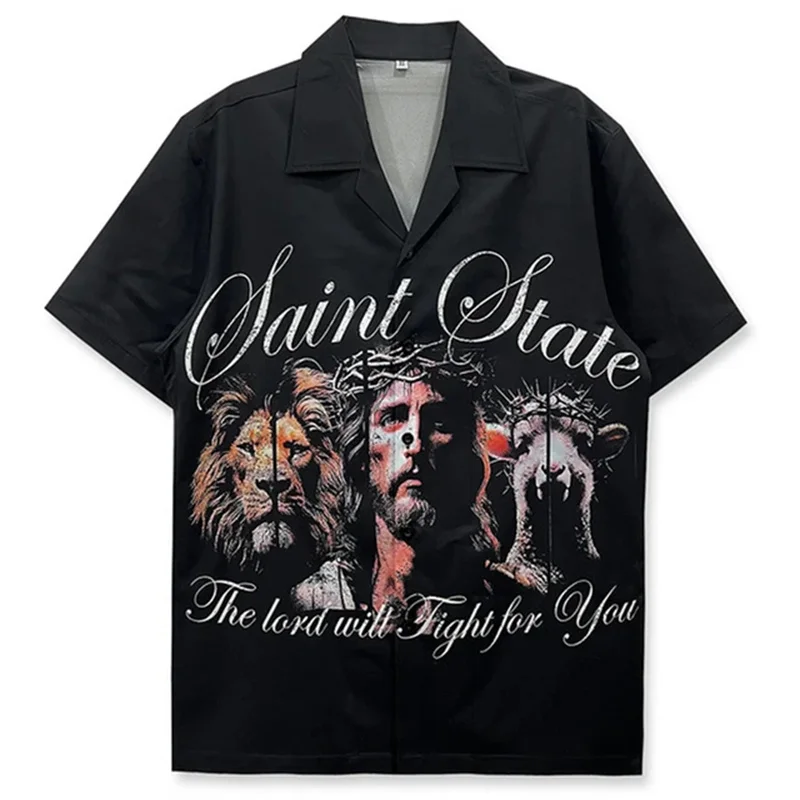 2025 men's and women's polyester fiber Hawaii 3D printed trendy shirt short sleeved top