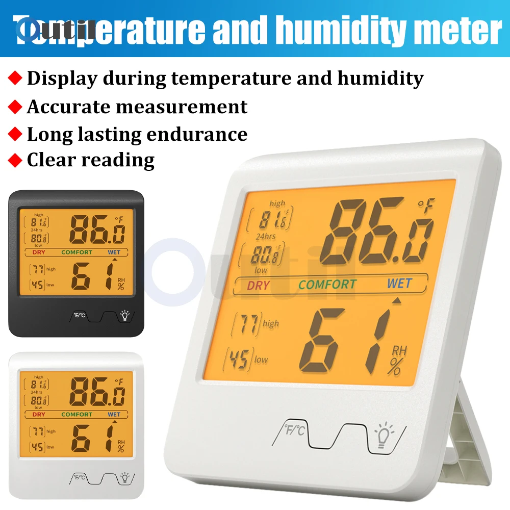 

Digital LCD Indoor Convenient Temperature Sensor Humidity Meter -20~70℃ 0%~99%RH Multi-function Thermometer Hygrometer Gauge