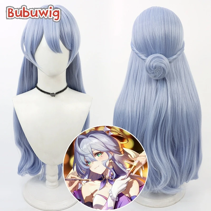 Bubuwig Synthetic Hair Robin Cosplay Wigs Game Honkai: Star Rail Robin 100cm Women Long Wavy Light Blue Cos Wig Heat Resistant