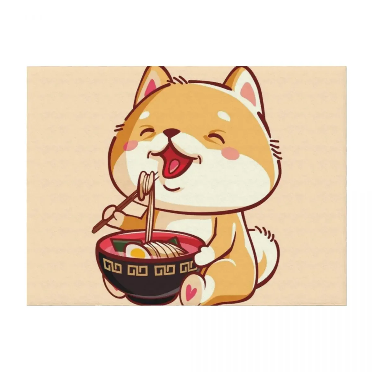 

Cute shiba inu eating ramen, kawaii Throw Blanket Picnic Blankets For Baby Extra Large Throw Summer Blankets