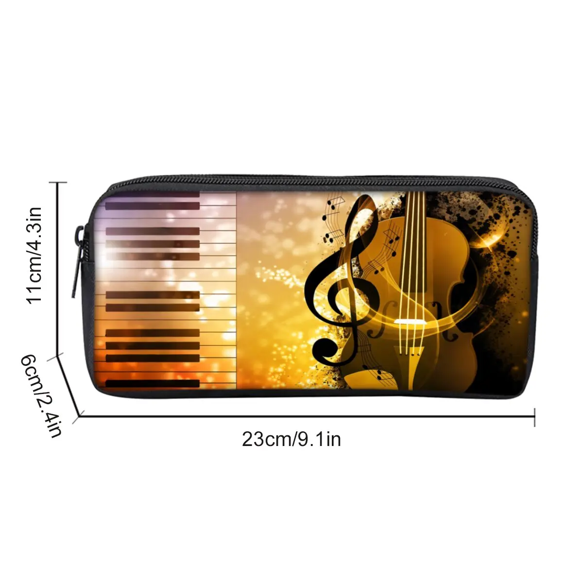 Musical Note Print Single Layered Pencil Case for Boy/Girls Best Gifts 2D Flat Cartoon School Supplies Pencil Pouch for Children