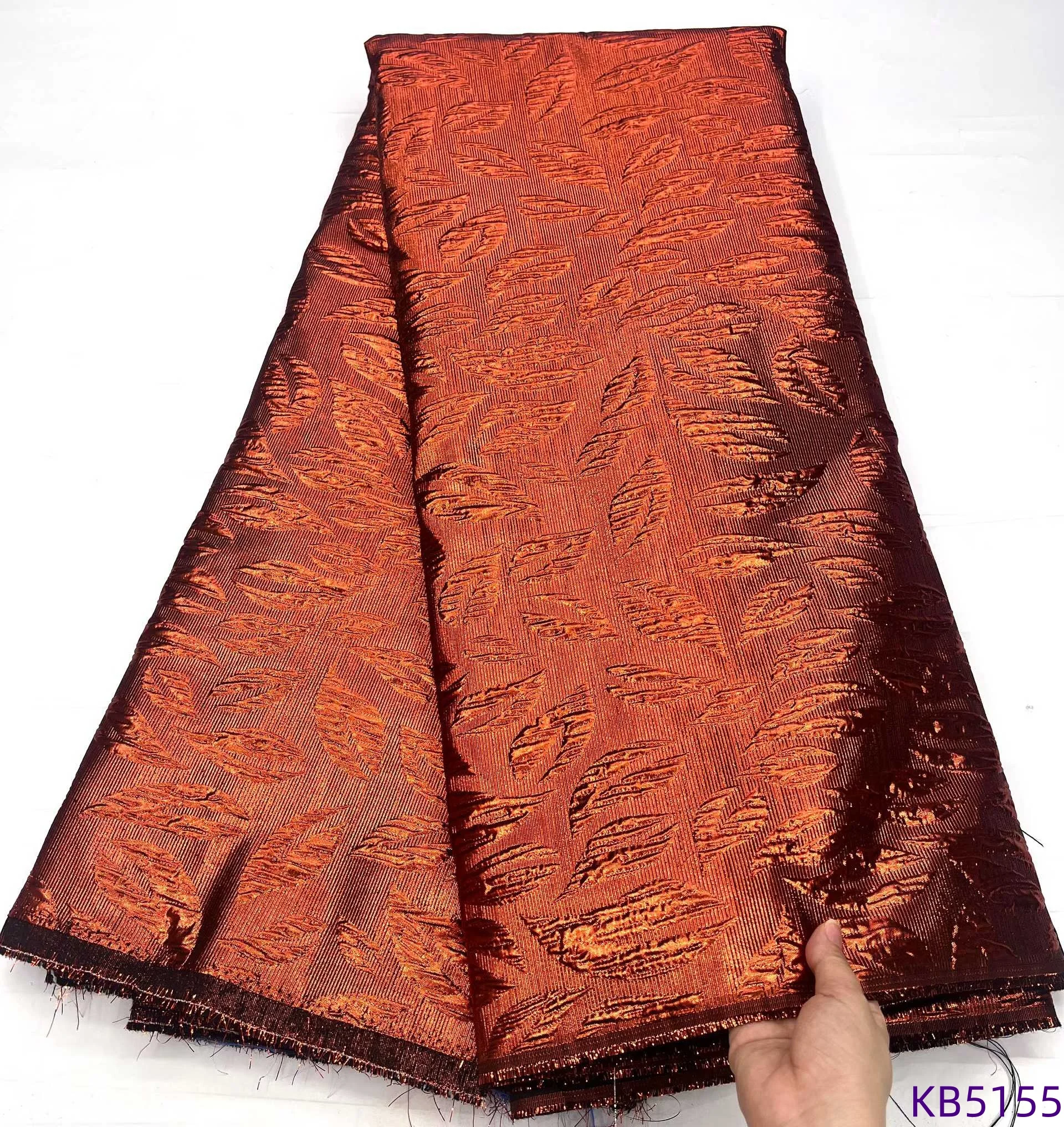 

Burnt Orange Brocade Jacquard African Fabric Lace High Quality 2025 Sequin Lace Fabric White French Mesh For Sewing KB5158