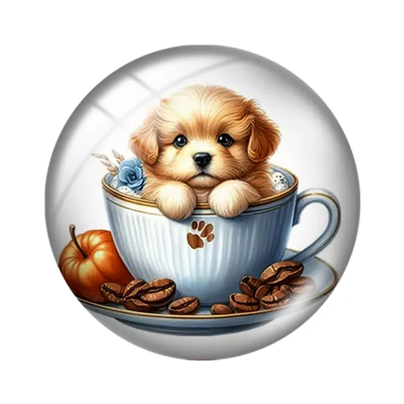 Cute little dog 10pcs 12mm14mm/16mm/18mm/20mm/25mm Round Photo Glass Cabochon Demo Flat Back Making Findings Jewelry