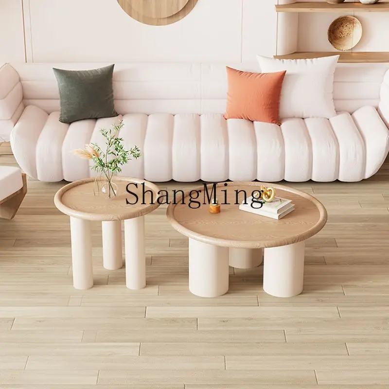 

ZYY round coffee table simple household living room small apartment leisure wabi-sabi wind side table