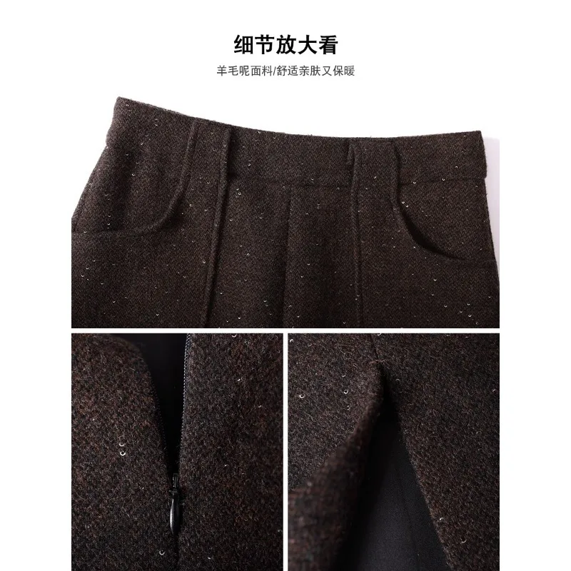 تنورة ميلارد الترتر للنساء غطاء الورك الشتوي بقصة ضيقة للتنقل، تنورة احترافية على شكل حرف A