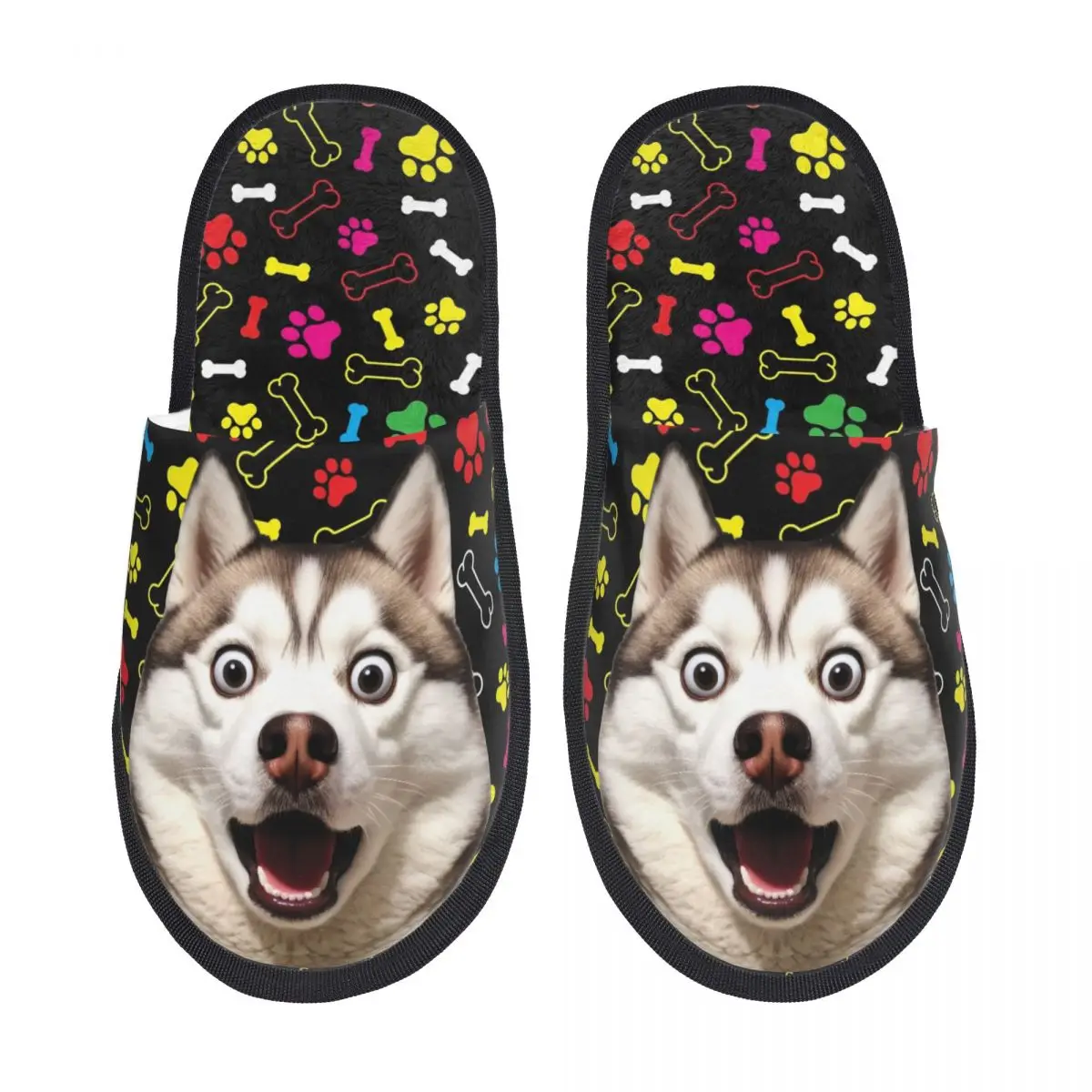 Custom Your Dogs Cats Face Meme Comfy Scuff Memory Foam Slippers Women Spa House Shoes