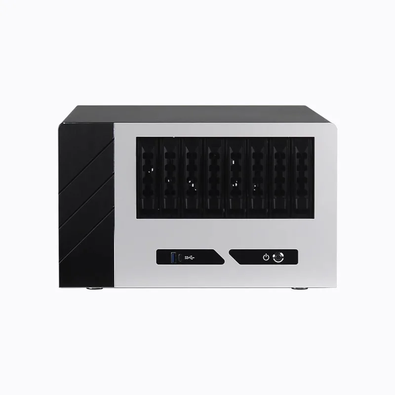 nas8 bay storage server full height PCIE card slot MATX motherboard hot-swappable chassis