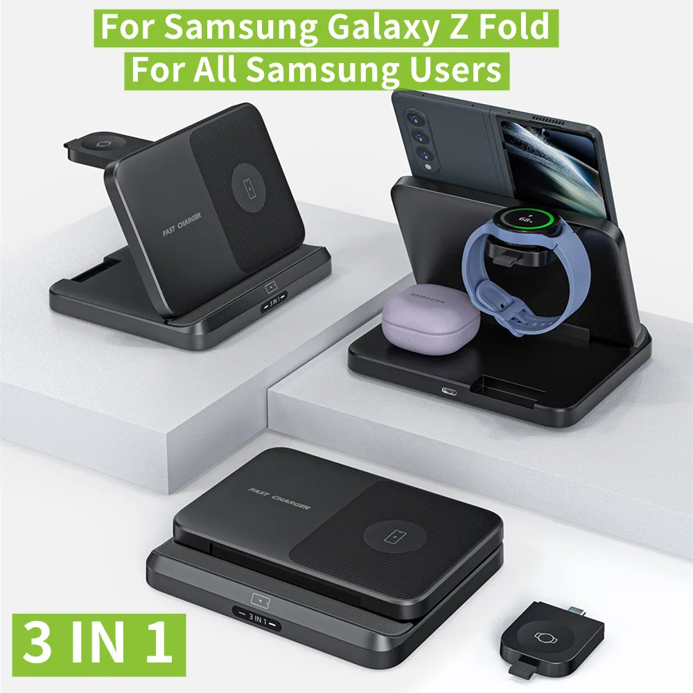 

Foldable Wireless Charger Stand For Samsung Galaxy Z Fold 5 4 3 Z Flip S23 S22 Ultra Fast Charging Dock Station For Buds Watch 6