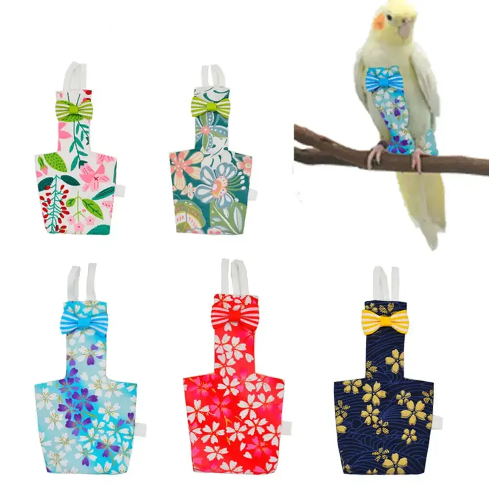 Ropa lavable para mascotas, pañales con bolsillo para heces, pajarita, correa de encaje, ligero, suministros para pájaros, novedad