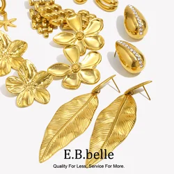 E.B.belle Banana Shaped Water Drop Splicing Diagonal Circular Bohemian Long Eyelash Eye Disc Feather Leaf Petal Flower Earrings