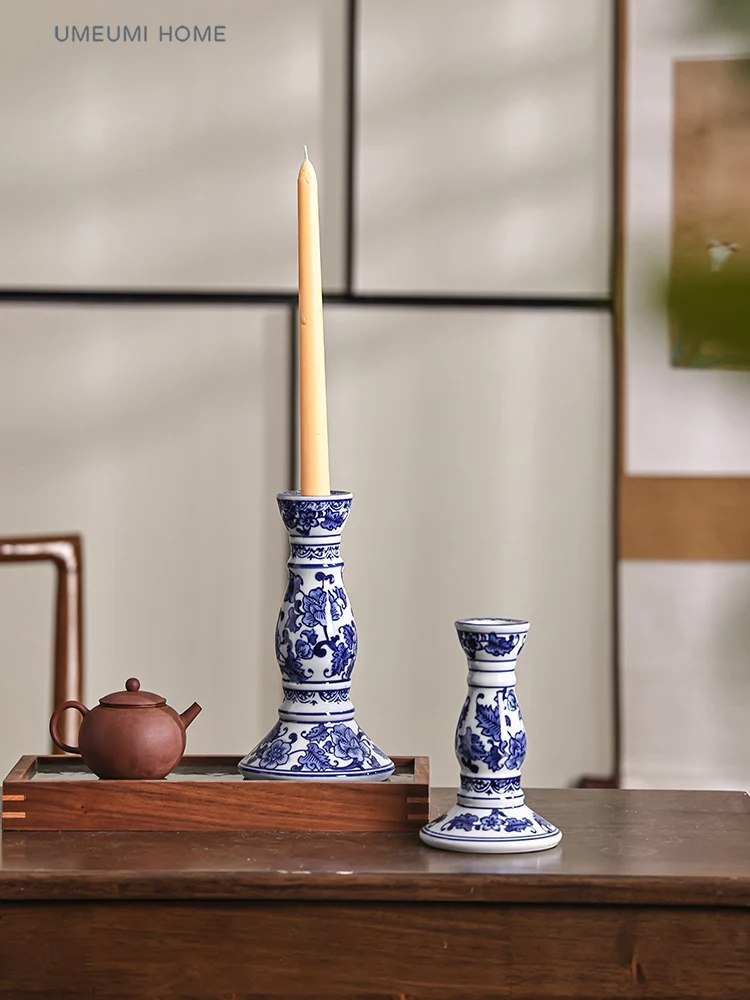 Imagem -04 - Porcelana Azul e Branca Cerâmica Casa Castiçal Incenso Decoração de Casa Simples Estilo Chinês