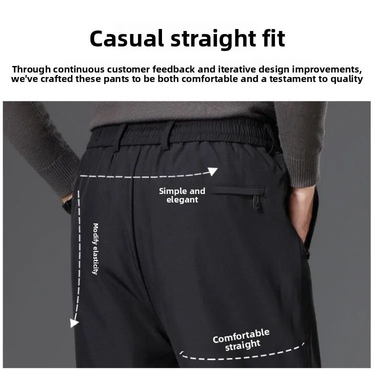 Herren Winter Fleece-gefütterte Anzughose Business Casual Locker Gerade Plus Size Formelle Anzughose Schwarz Blau Dicke Thermohose – Detail 4