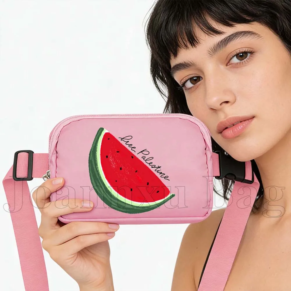 

Pink Sport Waist Bag Cute Watermelon Print Running Belt Waterproof Cycling Wallet Pouch Phone Jogging Crossbody Girl Fanny Pack