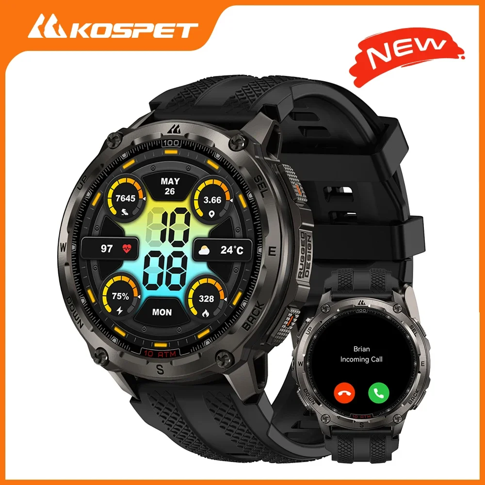 KOSPET Tank T4 Смарт-часы для мужчин, нержавеющая сталь, 6-ступенчатые GPS-карты, 100 м, водонепроницаемые, 24/7 монитор здоровья для Android iOS