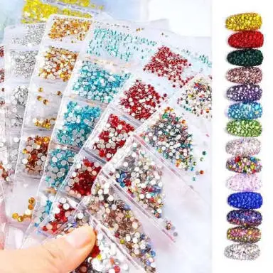 10Bags SS4-SS12 Super Glitter Crystal Glass Nail Rhinestones Flat Back Chameleon for Charms 3D Nails Art Decorations Strass