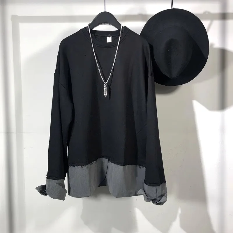 

Оригинальный модный мужской подол в темном стиле ​ ​ Поддельная свободная толстовка из двух частей с длинными рукавами Harajuku, трендовый брендовый топ в стиле хип-хоп