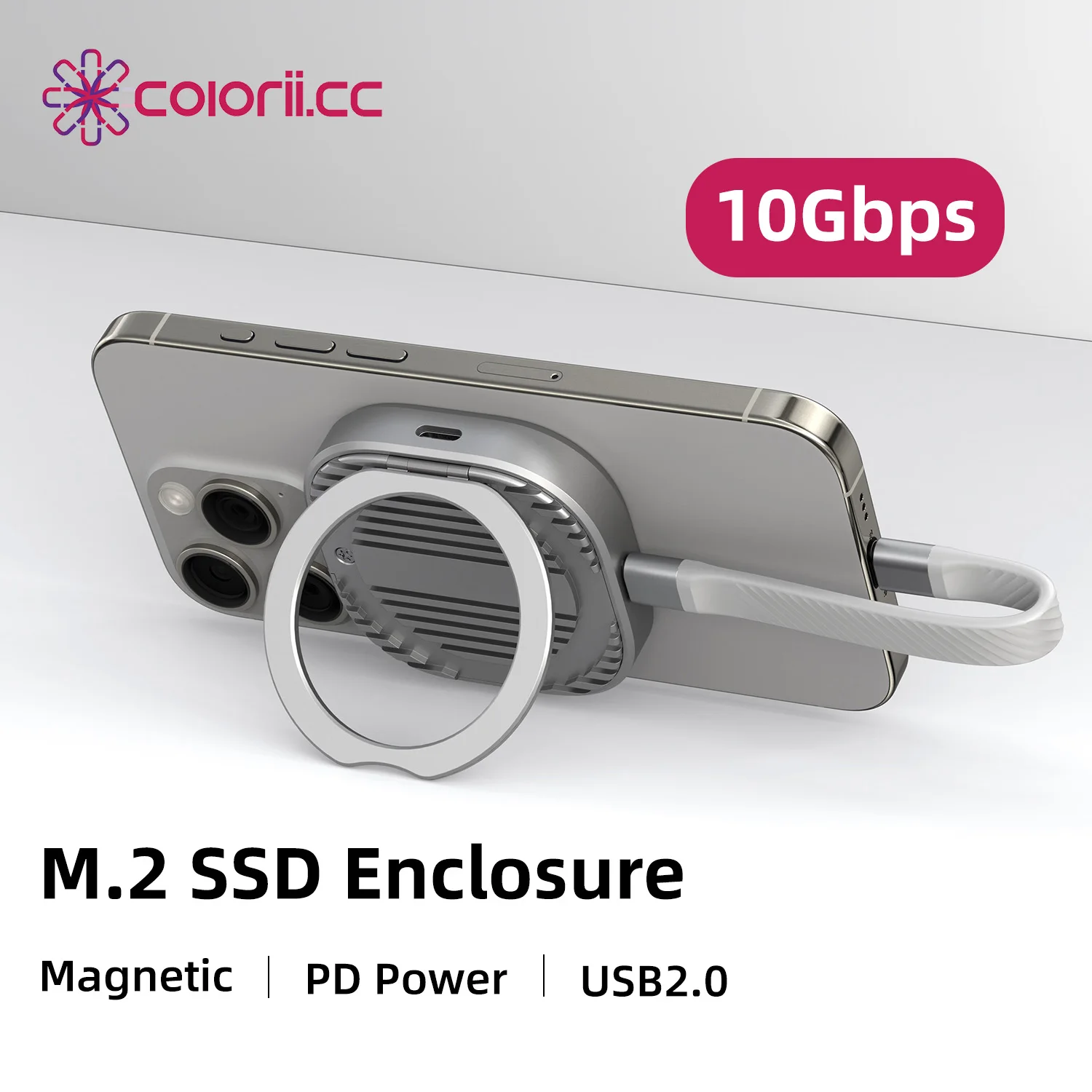Magnetic M.2 2230 NVMe SSD Enclosure Magsafe SSD Case USB C 3.2 Gen2 to NVMe PCI-E for iPhone 16 Pro Max ProRes MacBook