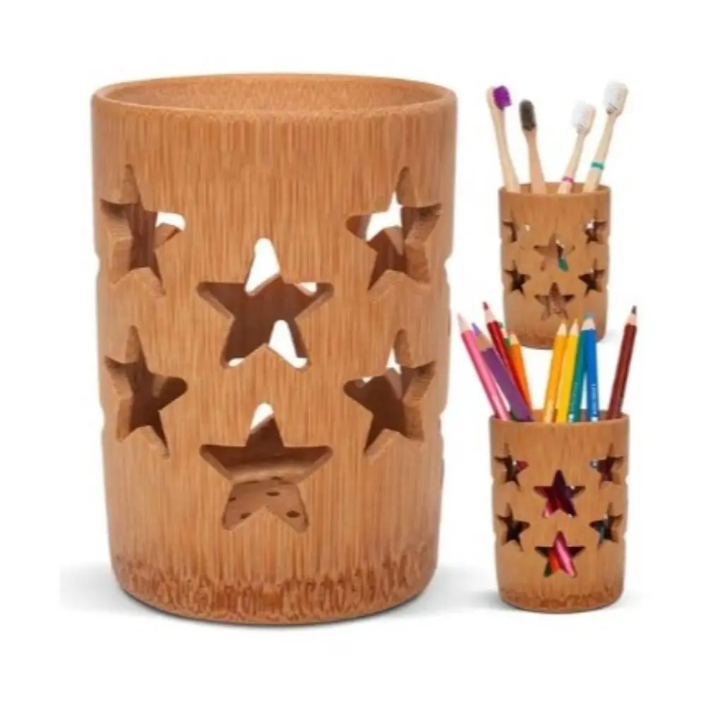 

Hollow Bamboo Toothbrush Holder Drainage Quick Drying Bathroom Cup Home Decoration Countertop Organizer Pencil Holder